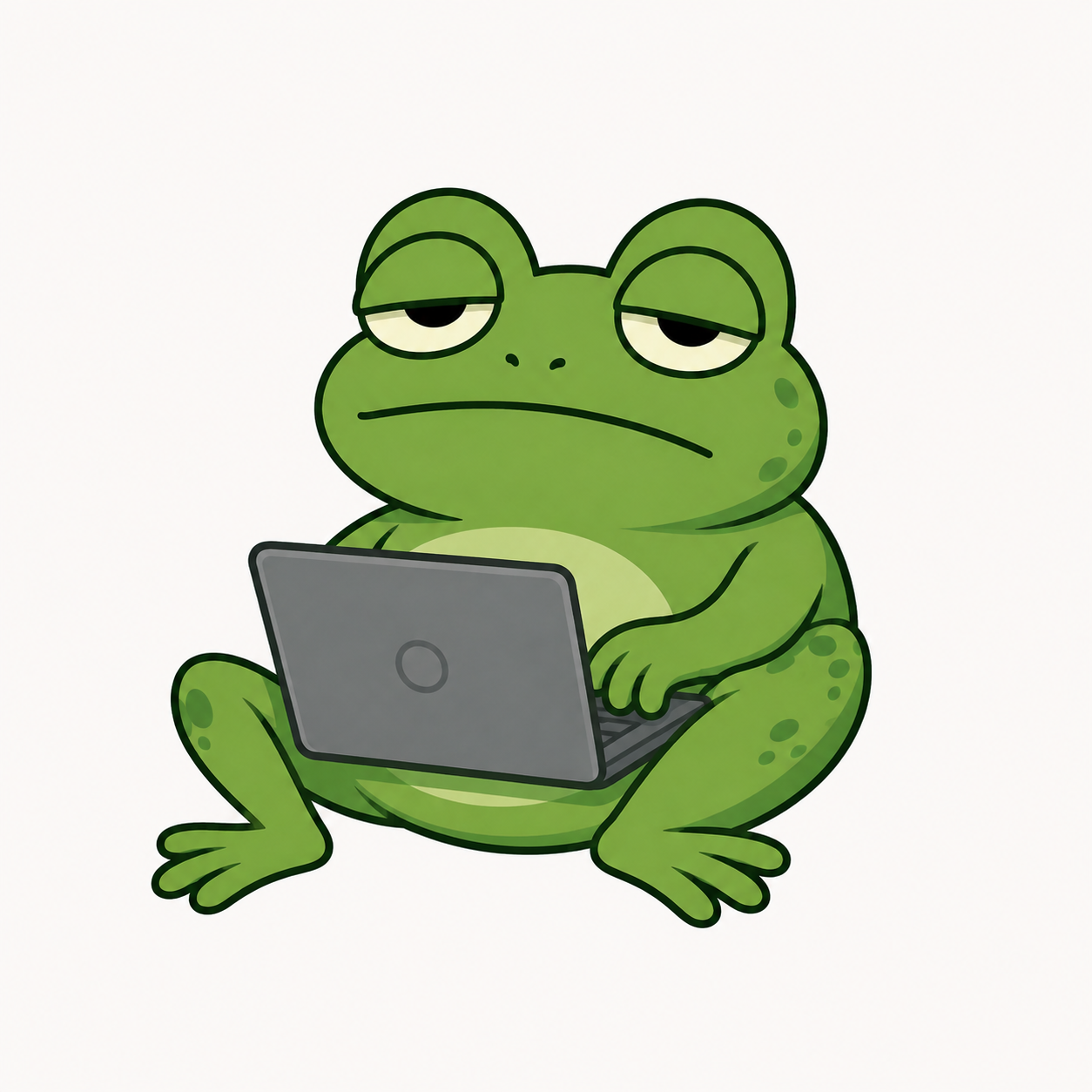 BLUB sitting with a laptop