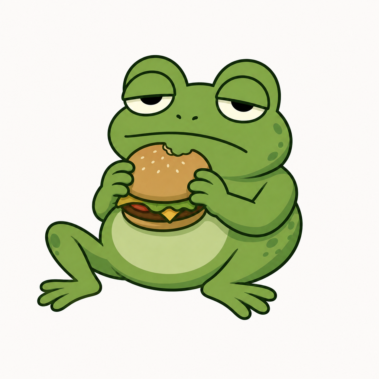 BLUB eating a burger